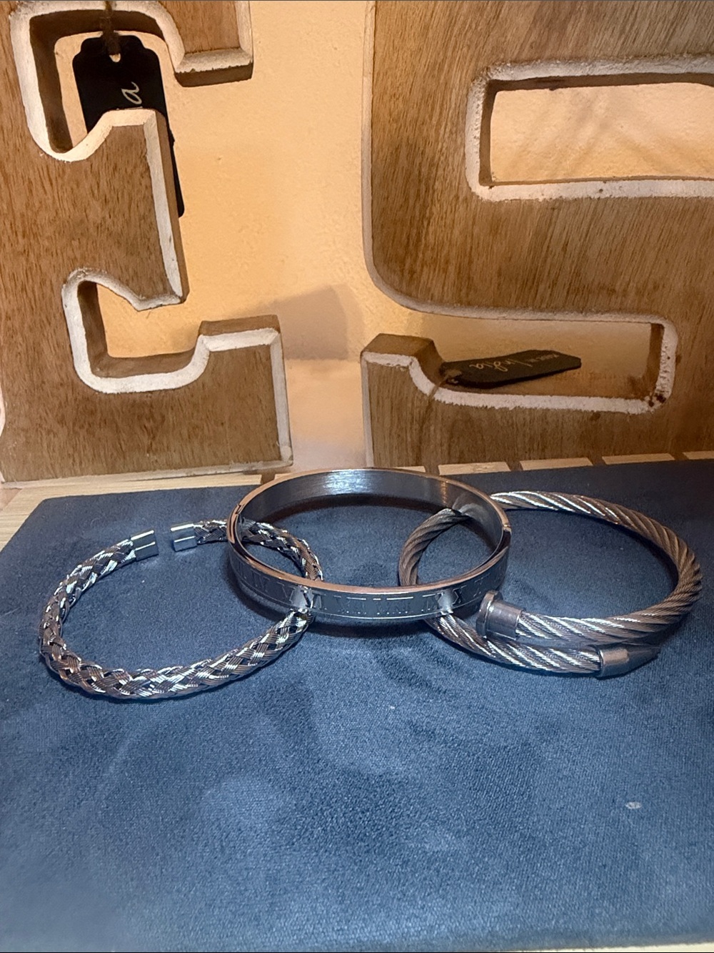 Triple-Style Women's Bracelet Set in Silver Tone
